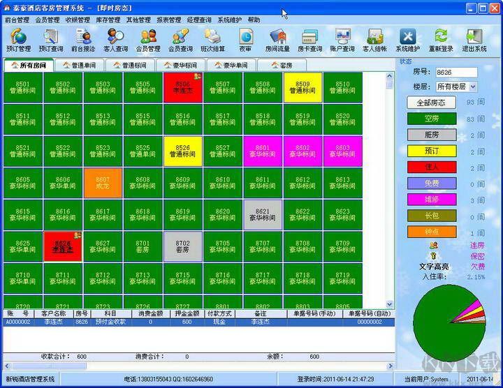 新锐酒店客房管理系统单机版