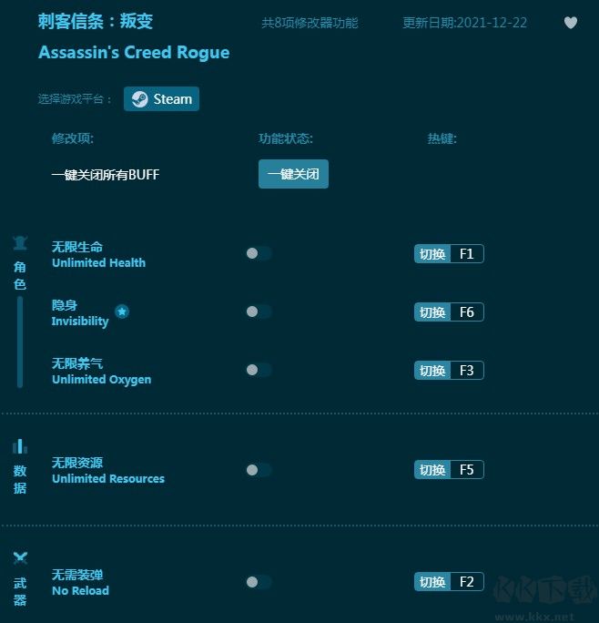 刺客信条叛变八项修改器下载