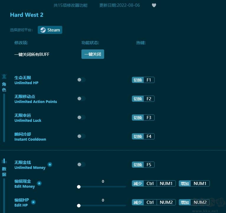 血战西部2(Hard West 2)十五项修改器