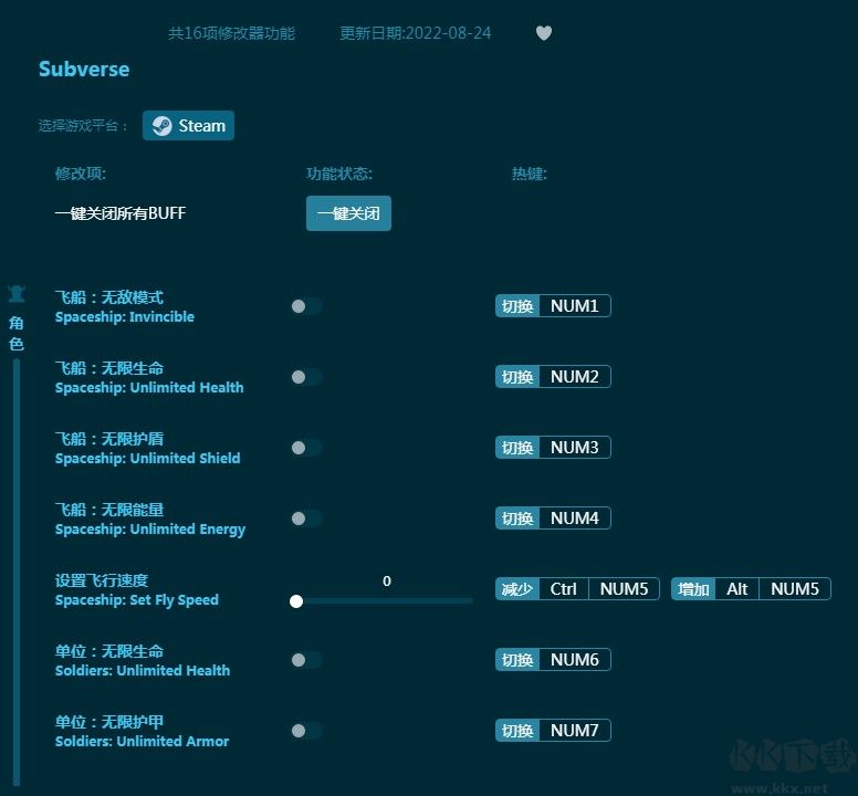 Subverse十六项修改器