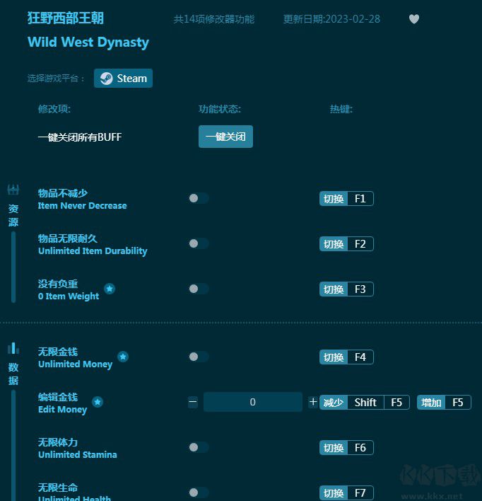 狂野西部王朝十四项修改器