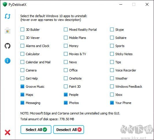 PyDebloatX(卸载win10默认应用)
