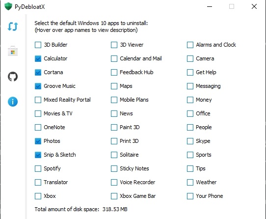 pydebloatx(卸载win10默认应用)