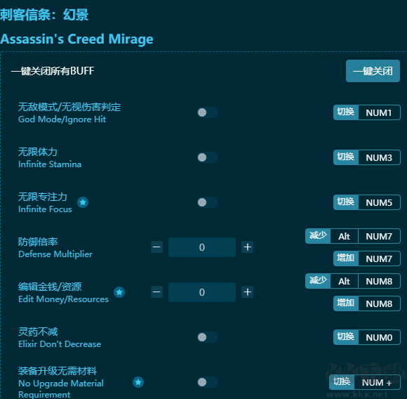 刺客信条：幻景二十八项修改器绿色版