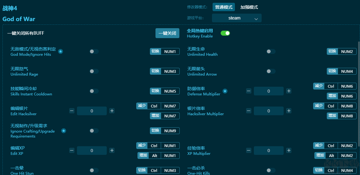 战神4二十五项修改器绿色版