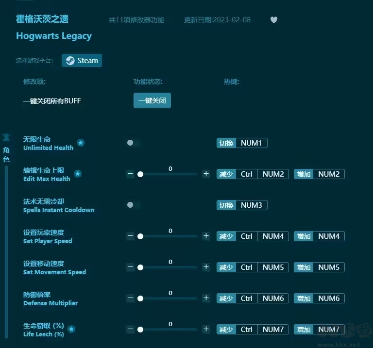 霍格沃茨之遗v1.0-v20240725三十三项修改器