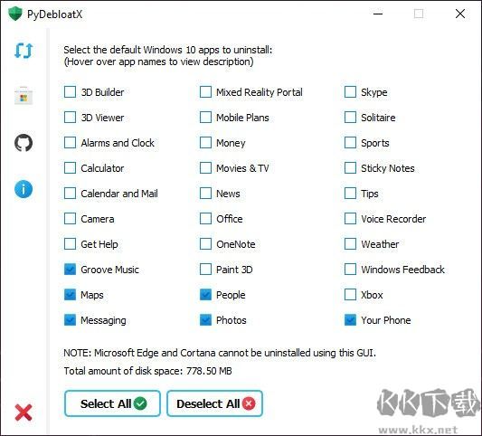 PyDebloatX(卸载win10默认应用)