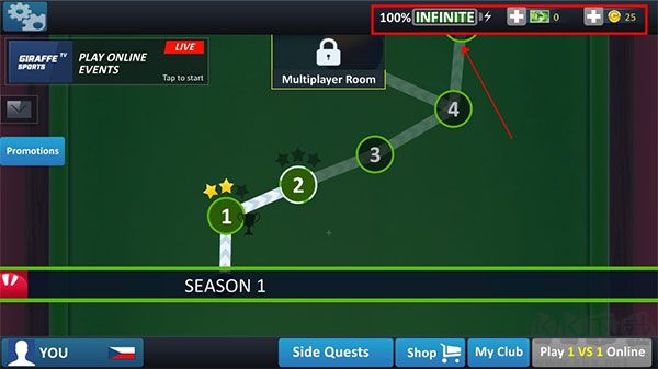 斯诺克全明星无限能量版新手教程截图1