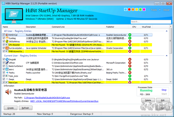 HiBit Startup Manager(电脑系统优化软件)